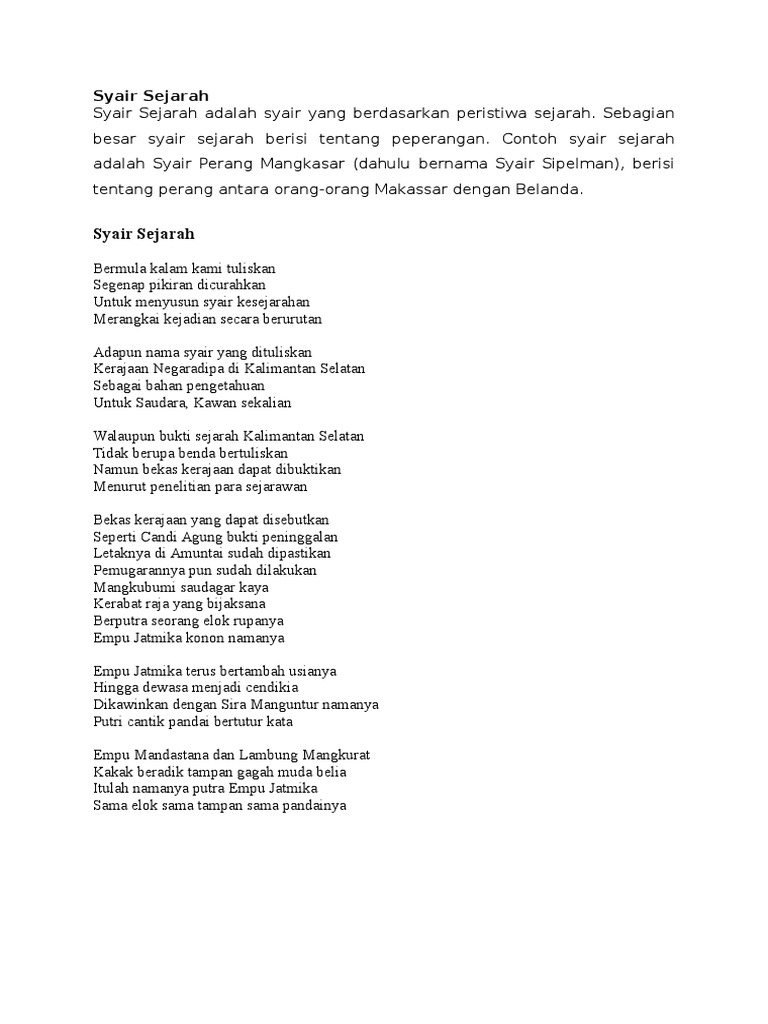 Syair Sejarah | PDF
