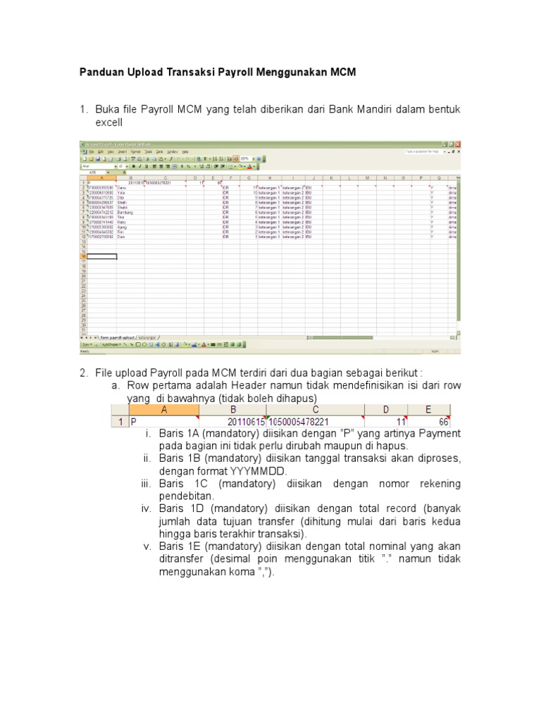 Panduan Upload Payroll di MCM | PDF