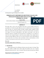 Personality Differences Between Males and Females Based On Big Five Factors - An Empirical Study