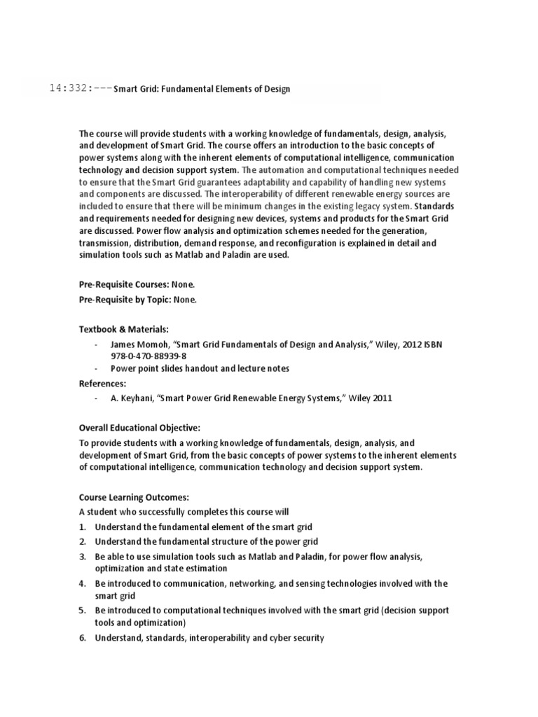 Smart Grid Design Fundamentals | PDF | Electrical Grid | Engineering