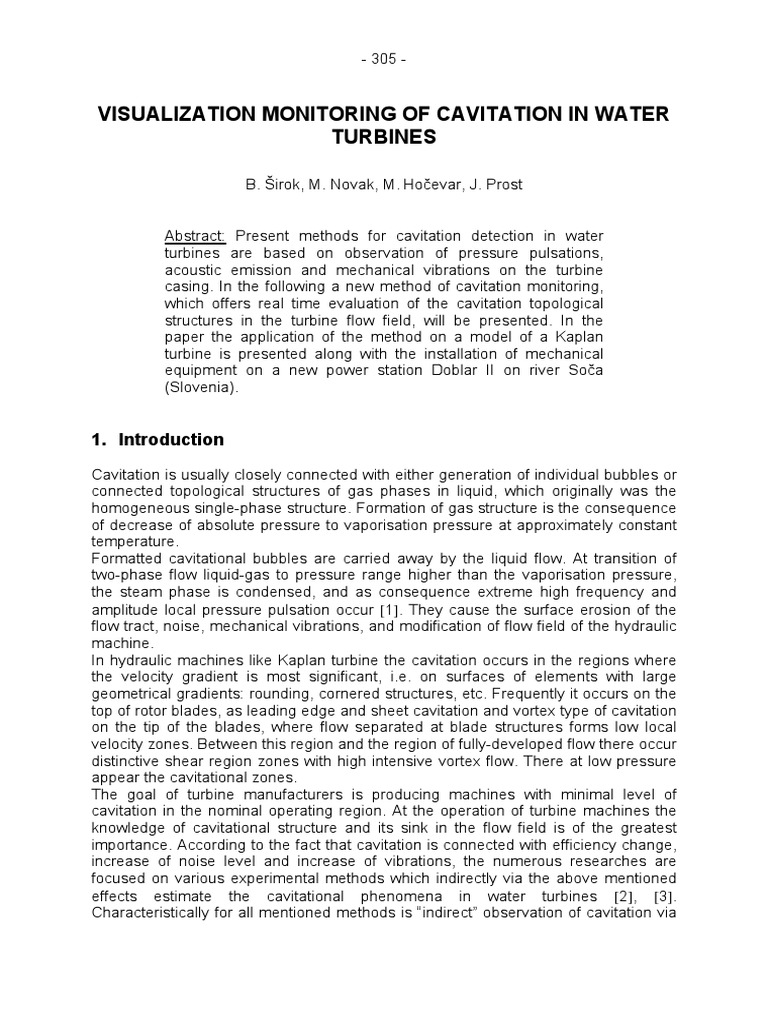 Cavitation Monitoring in Kaplan Turbines | PDF | Turbine | Image Resolution