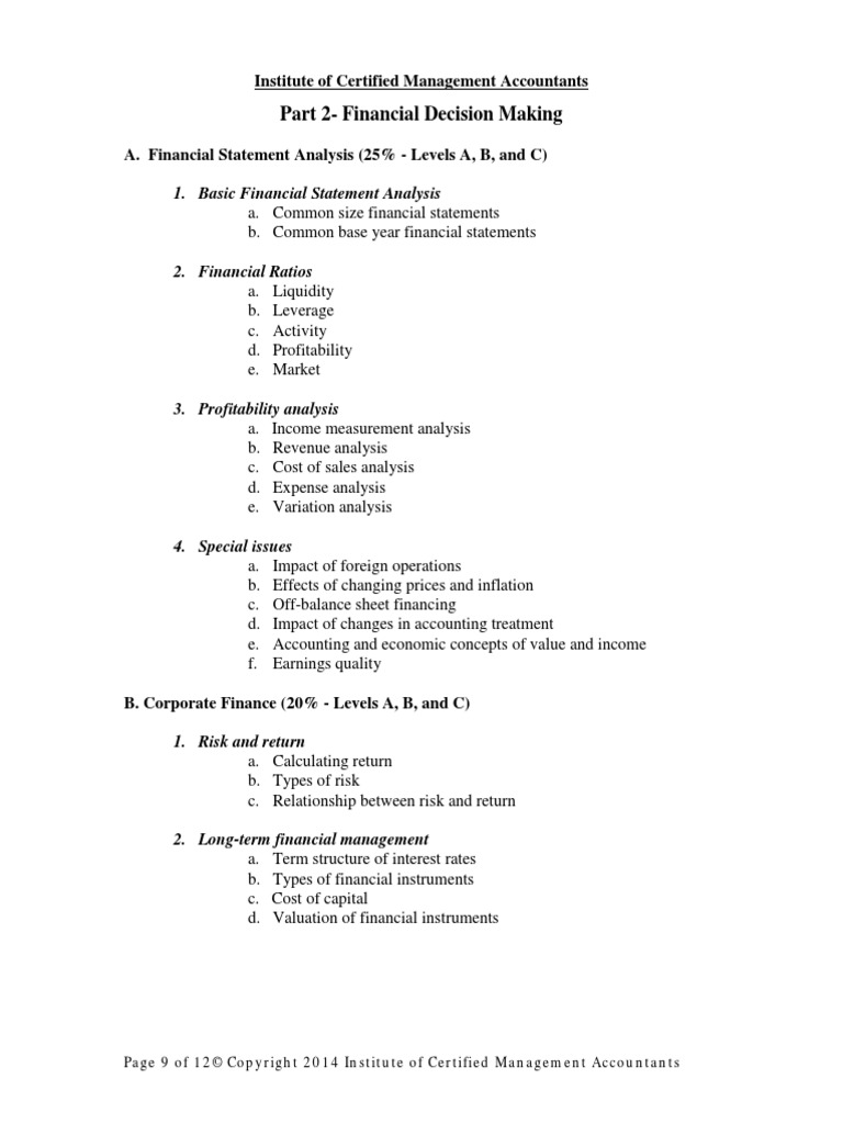 Cma Content SP Outln p2 2015 | PDF | Capital Budgeting | Net Present Value