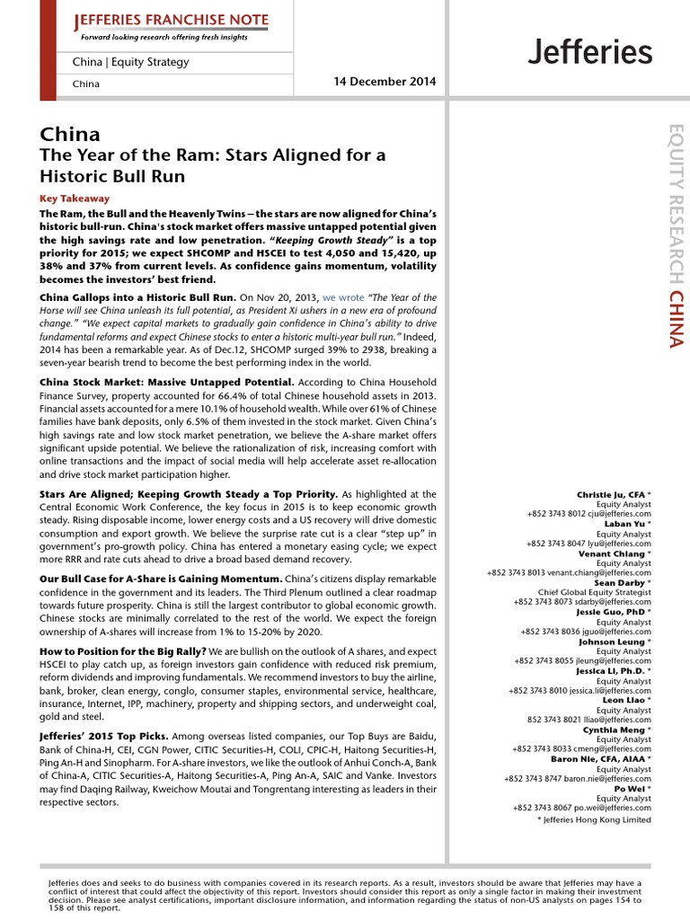 Jefferies) 2-14 ChinaTheYearoftheRam | PDF | Stock Market | Financial  Markets