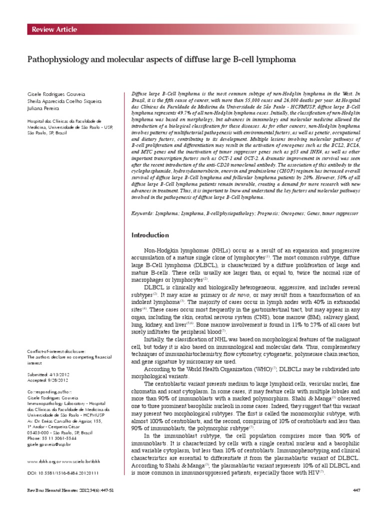 Pathophysiology and Molecular Aspects of Diffuse Large B-Cell Lymphoma ...