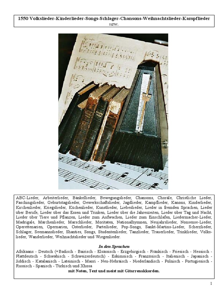 1550 Volkslieder Kinderlieder Songs Schlager Chansons Weihnachtslieder Etc Noten Scores Spartiti Pdf