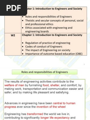 Chapter 2 Engineers And Society - Roles And Responsibilities | Pdf |  Engineer | Engineering