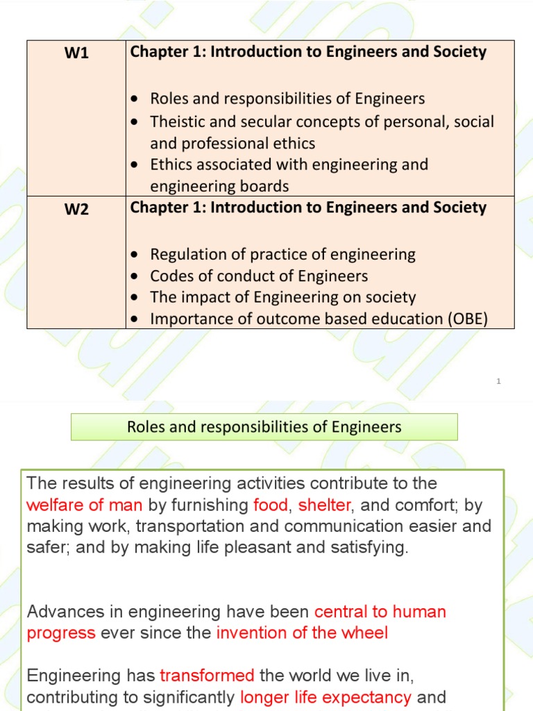 Chapter 2 Engineers And Society - Roles And Responsibilities | Pdf |  Engineer | Engineering