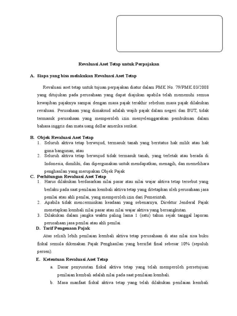 Resume Revaluasi Aset Tetap Untuk Perpajakan