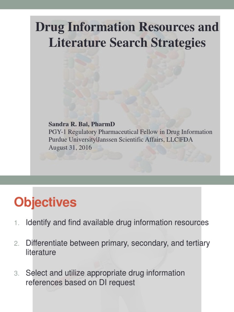 08 31 16 Drug Information Resources Pharmacy Pharmaceutical Drug