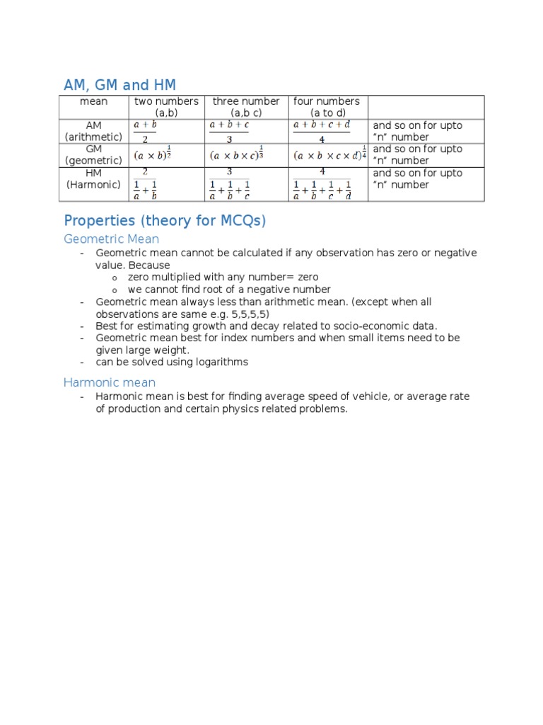 Geometric And Harmonic Mean