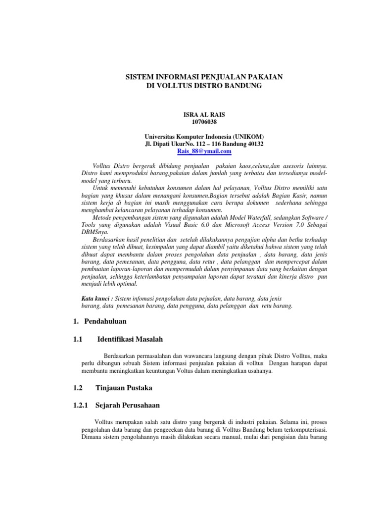 Contoh Sistem Informasi PDF | PDF