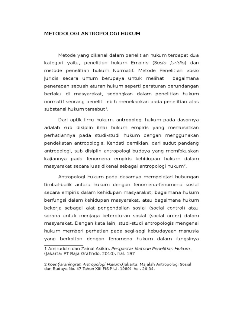 Metodologi Antropologi Hukum