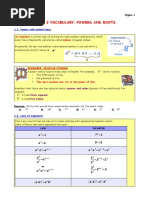 Unit 3 Vocabulary: Powers and Roots: 1.1. Powers With Natural Base
