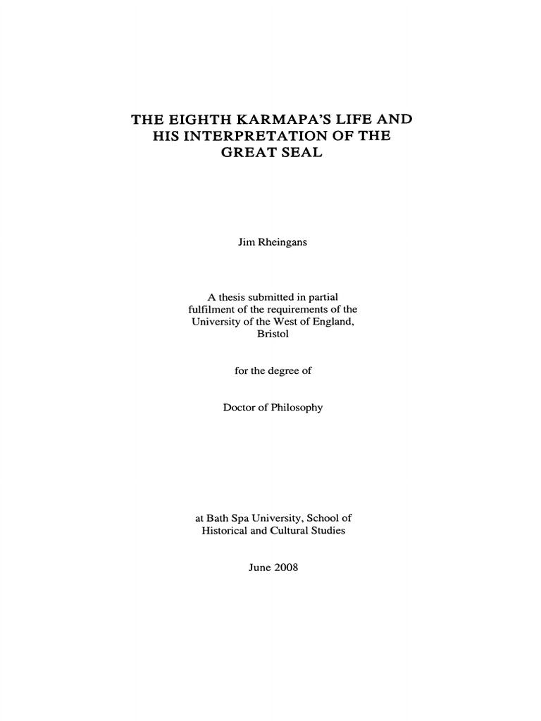 Rheingans, Jim 2008-Karmapa VIII Mahamudra Interpretation | PDF ...