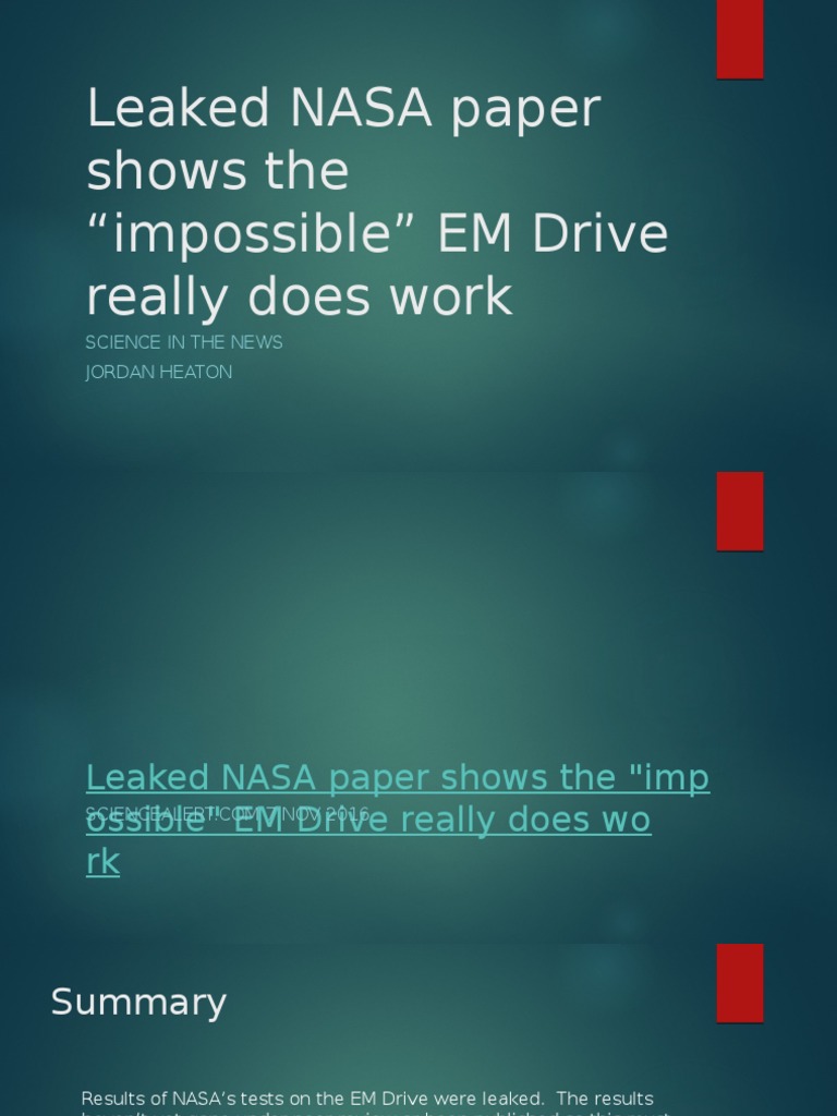 NASA's Leaked EM Drive Breakthrough | PDF | Thrust | Nasa