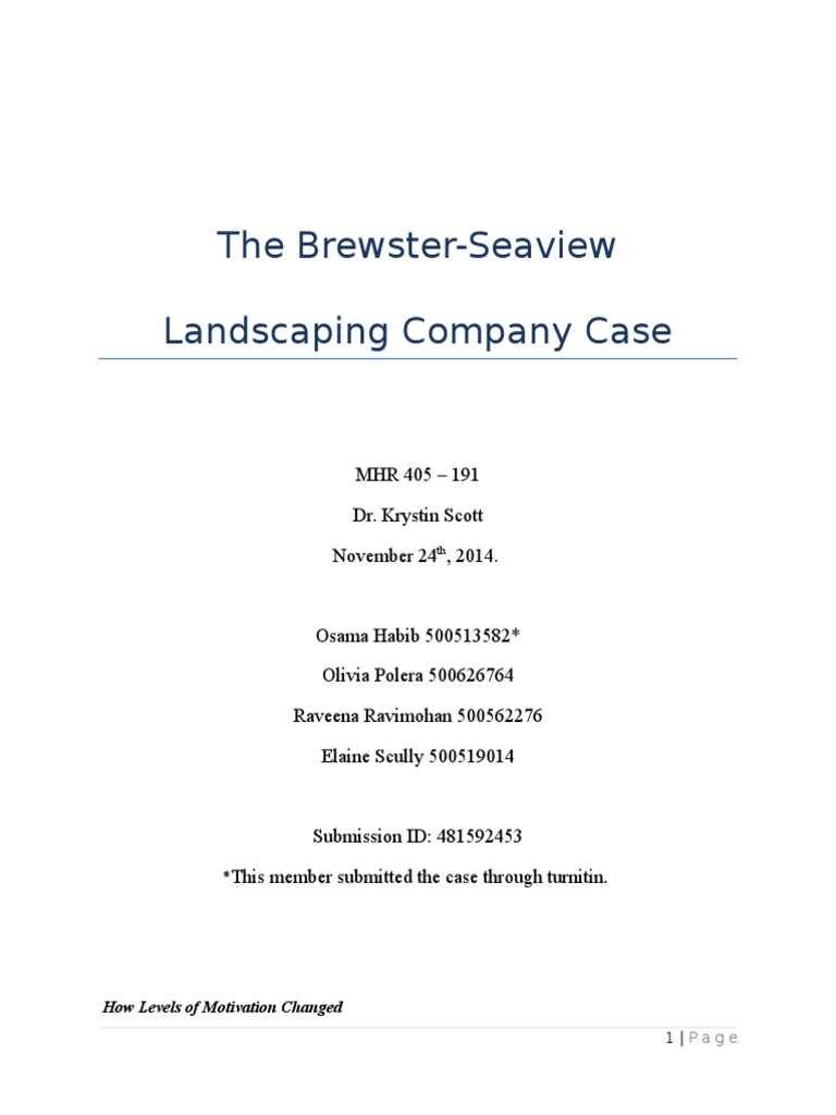 The BrewsterSeaview Landscaping Case MHR 405191 PDF Leadership