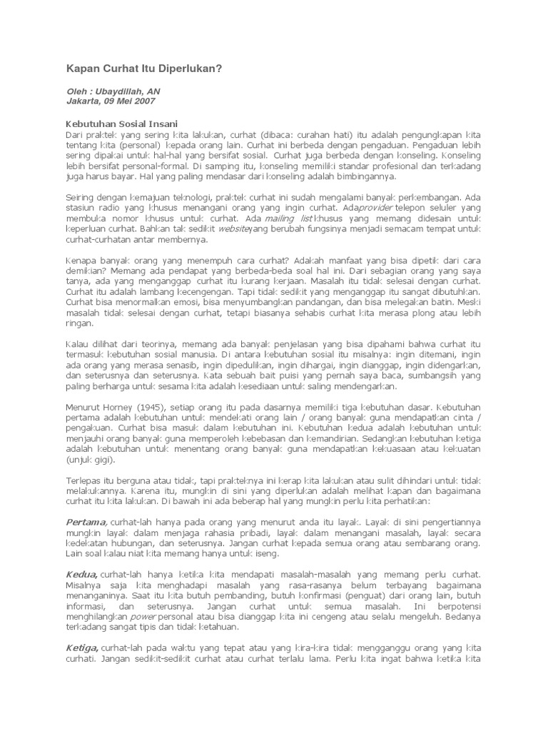Kapan dan Bagaimana Curhat Diperlukan | PDF