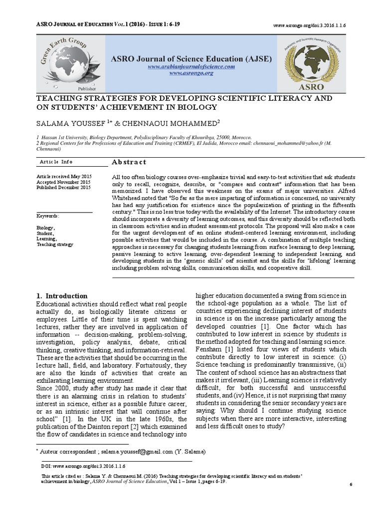 Teaching Strategies for Scientific Literacy | PDF | Constructivism ...