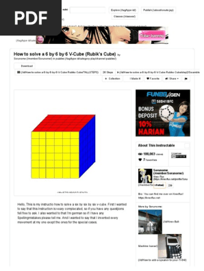 How to Solve a 6 by 6 by 6 v-Cube (Rubik's Cube)