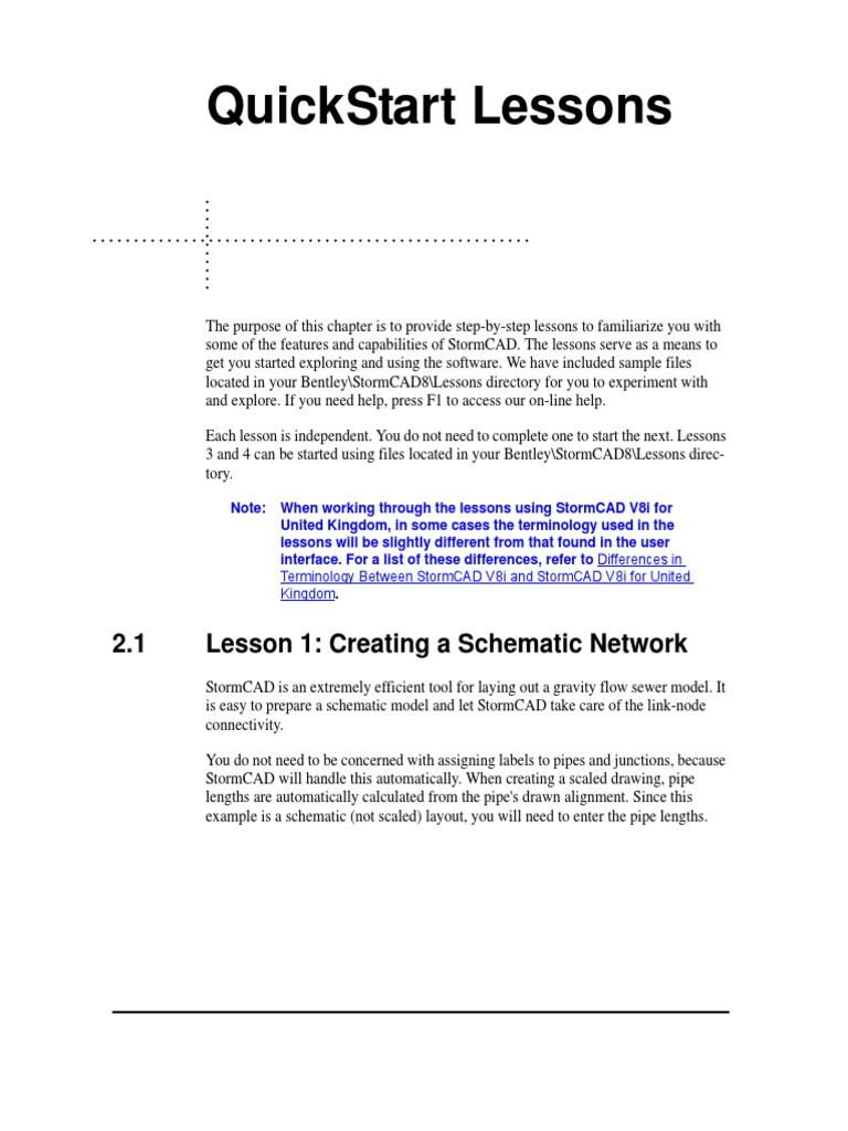 StormCAD QuickStart Lessons Guide | PDF | Button (Computing) | Menu ...