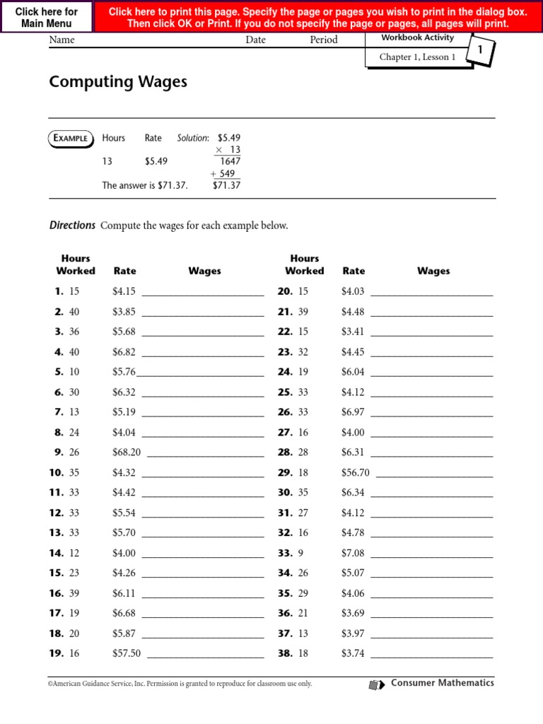 Consumer Math Workbook Subtraction Division Mathematics