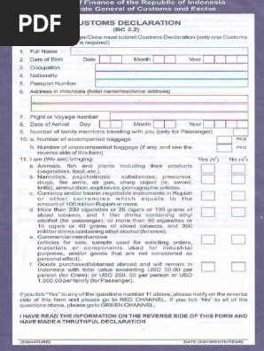 Customs Declaration Sample