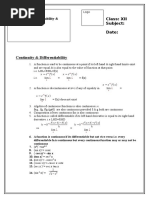 Name: Class: XII Subject: Mathematics Date:: Continuity & Differentiability & Miscellaneous Questions