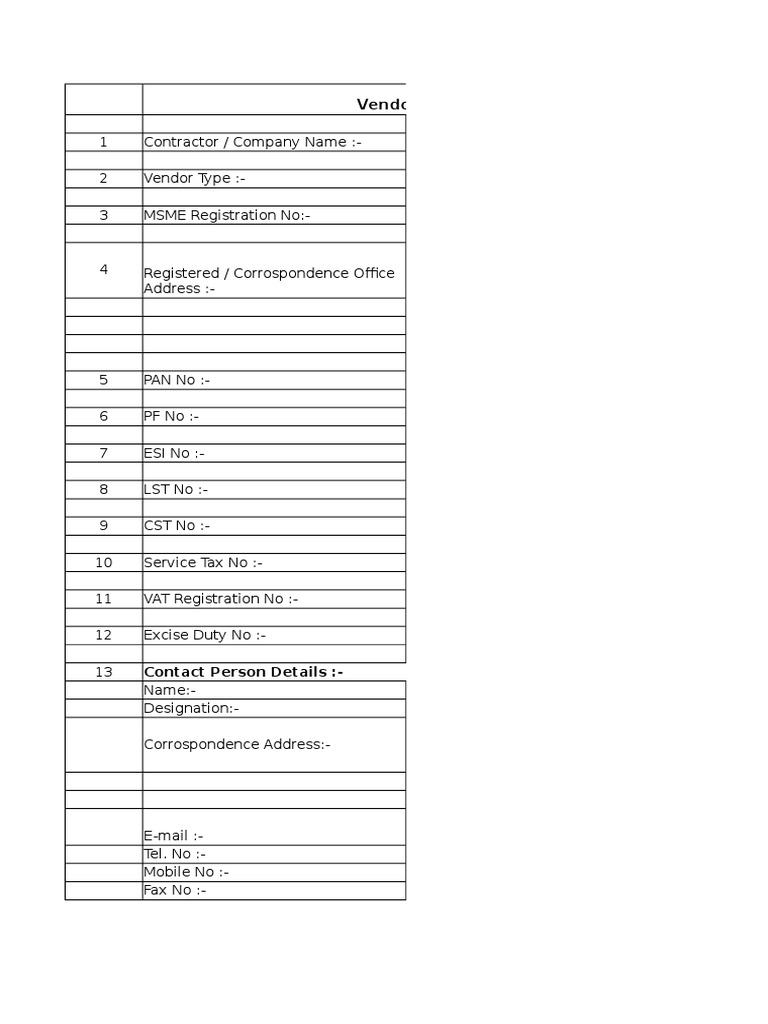 Vendor Creation Form for DG Set Supply | PDF