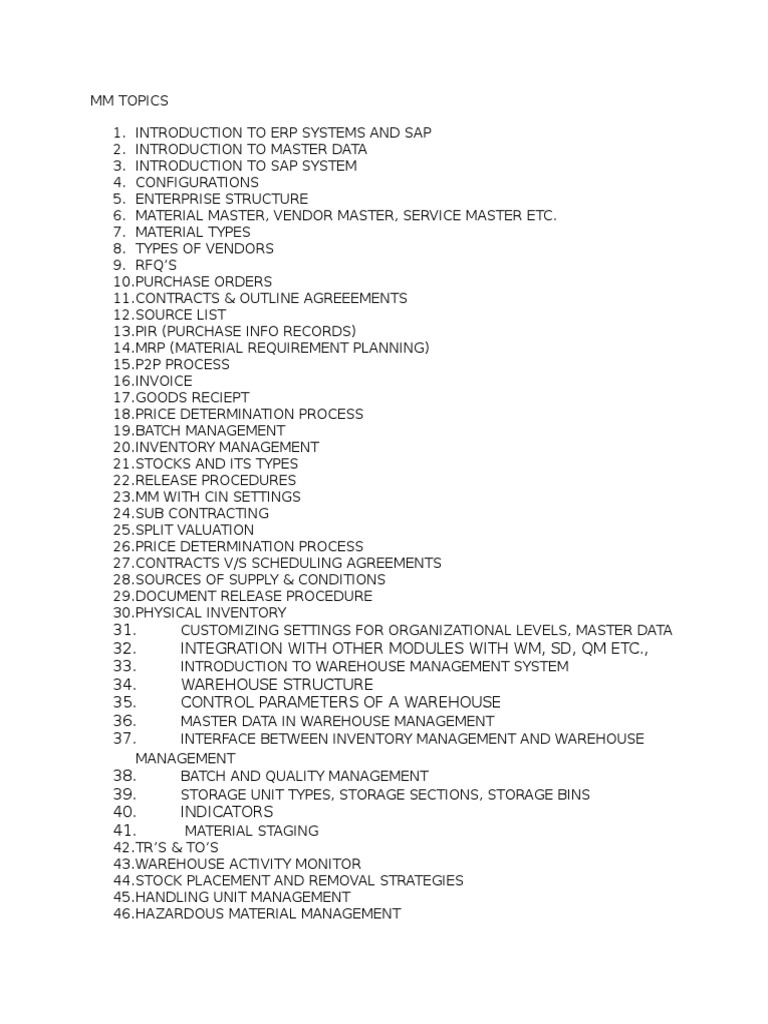 Comprehensive Guide to SAP MM & WM | PDF