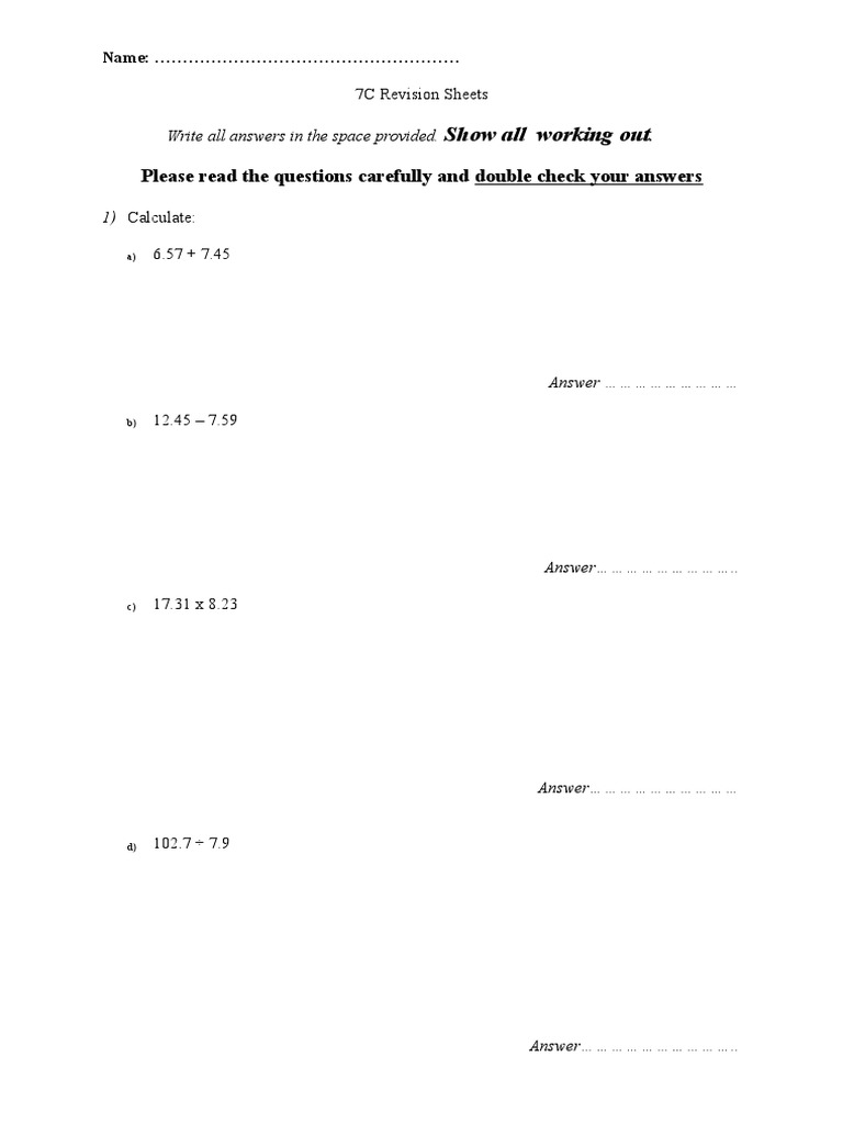 Please Read The Questions Carefully and Double Check Your Answers | PDF