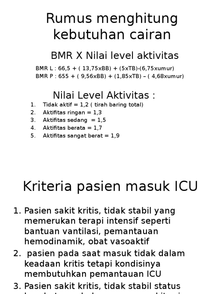 Rumus Menghitung Kebutuhan Cairan