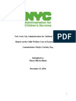 New York City Administration For Children's Services Report On The Child Welfare Case of Zymere Perkins