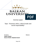 Seminar Paper Topic: "Business Ethics, Ethical Trade and Social Responsibility"