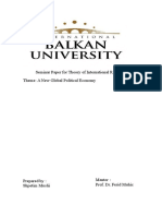 Seminar Paper For Theory of International Relations Theme: A New Global Political Economy