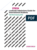 POSTECH 2016 Graduate Admissions Guide For International Students PDF