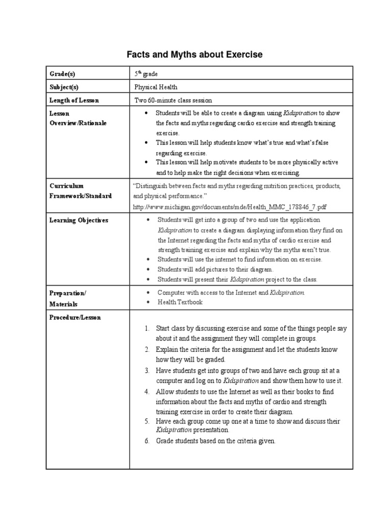 Exercise Facts vs. Myths for Students | PDF | Career & Growth