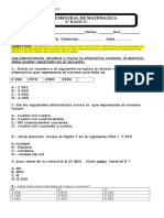 Prueba Semestral Cuarto Basico