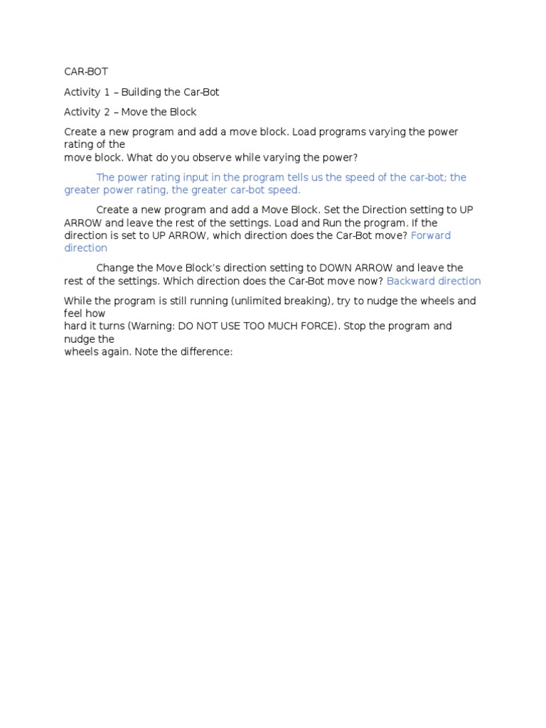 Car-Bot Programming Activities Guide | PDF