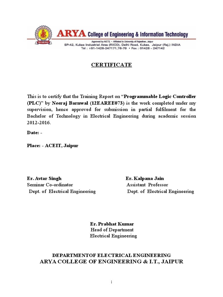 Front Page and Certificate | PDF