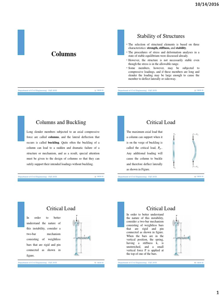 Column Stability and Buckling Analysis | PDF | Buckling | Column