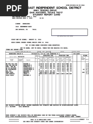 report card