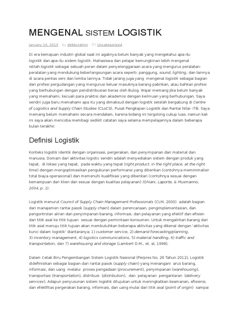 Mengenal Sistem Logistik Pdf