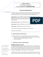 5 Décembre 2016 - Compte Rendu Du Conseil Municipal de Mignovillard