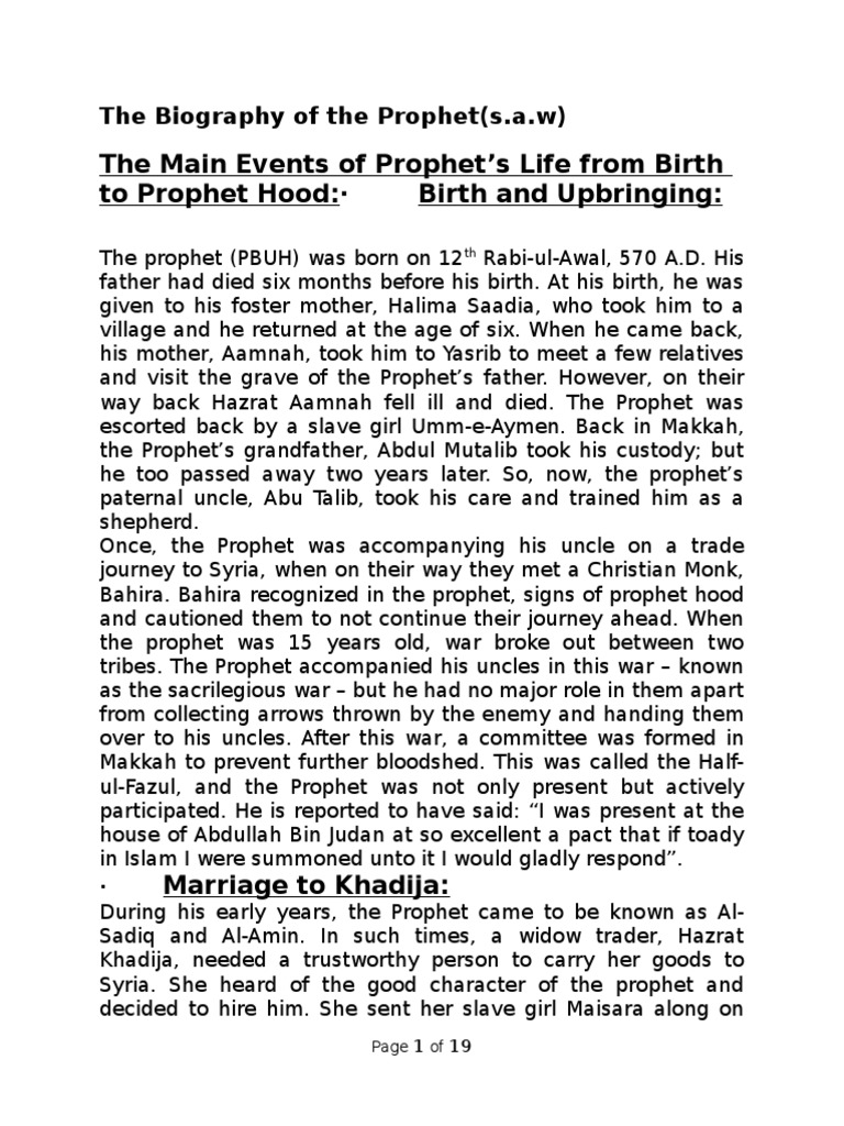 write the biography of prophet muhammad