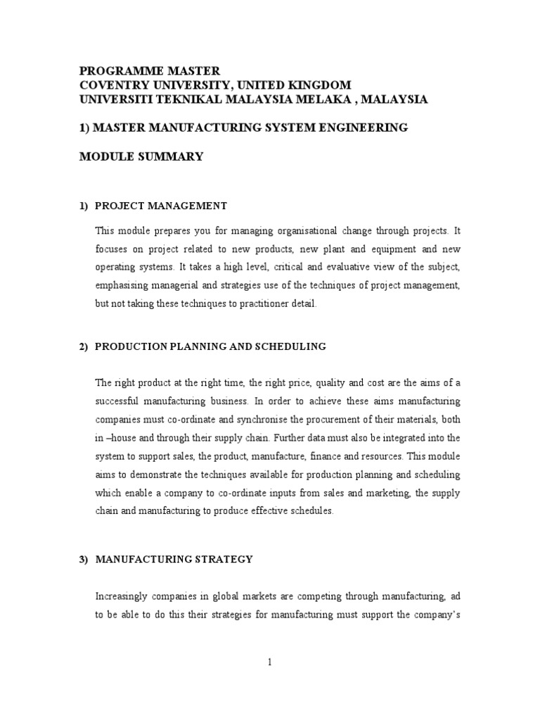 Module Summary | PDF | Strategic Management | Supply Chain