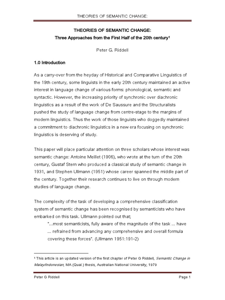 Theories of Semantic Change Three Approa | PDF | Semantics | Linguistics