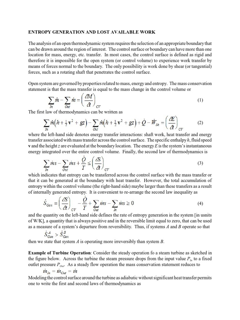 Entropy Generation Lost Work 03 | PDF | Entropy | Heat