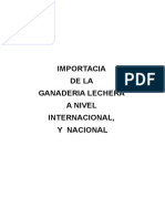 Importancia de La Ganaderia Lechera A Nivel Internacional, Nacional y Regional