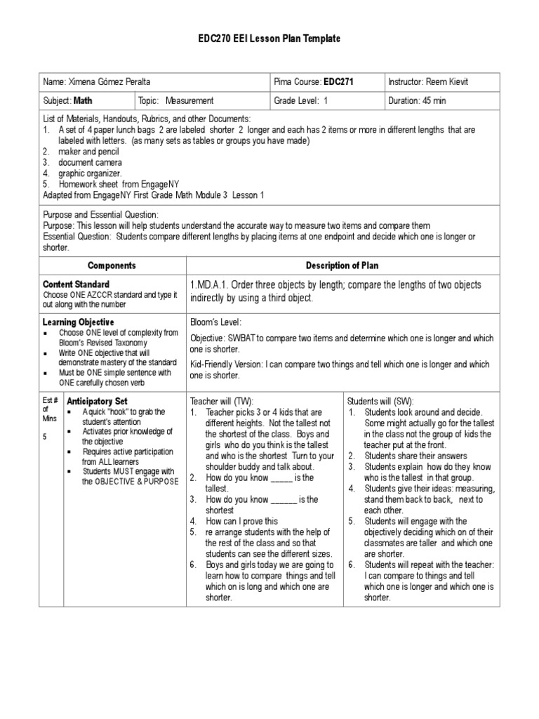 edc271 revise eei lesson plan measuring lesson 1 Lesson Plan