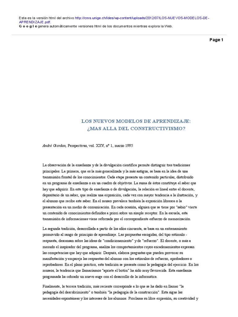Nuevos Modelos de Aprendizaje Educativo | PDF | Aprendizaje | Conocimiento
